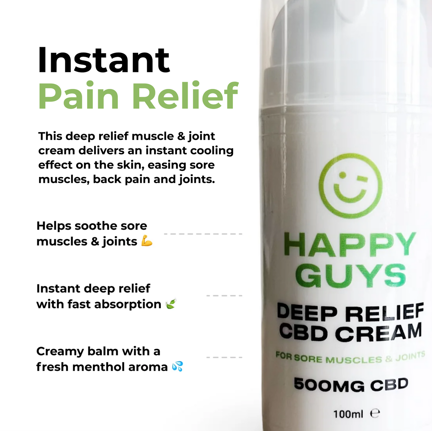 500mg CBD Deep Pain Relief Muscle & Joint Cream (100ml)
